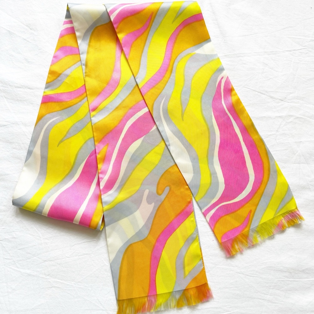 Vintage 60s Mod Psychedelic Silky Scarf